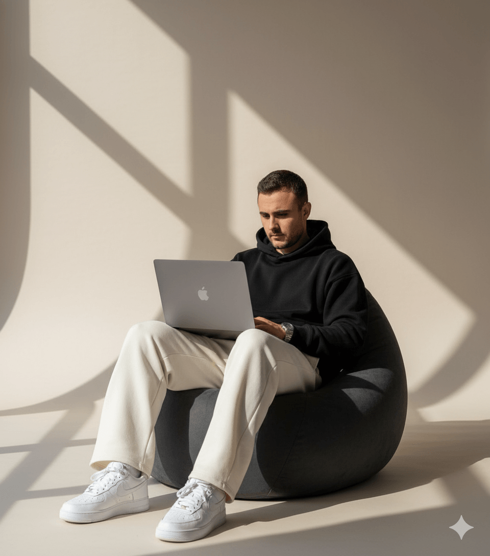 Mateusz skupiony podczas pracy